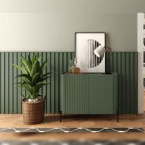 Aparador Buffet c/ Portas Brise e Painel Ripado 240cm em MDF Aparador Buffet c/ Portas Brise e Painel Ripado 240cm em MDF