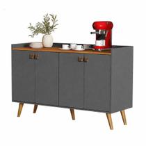 Aparador Buffet Café 4 Portas Laura Pés Palito Cor Cinza Freijó Comprar Móveis em Casa Aparador Buffet Café 4 Portas Laura Pés Palito Cor Cinza Freijó Comprar Móveis em Casa