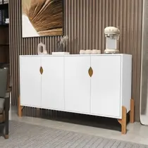 Aparador Buffet Café Rack Talita 4 portas pés em madeira Cores - Comprar Moveis de Casa