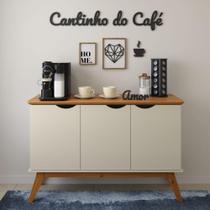 Aparador Buffet Cantinho de Café 3 Portas Prism Off White e Cinamomo