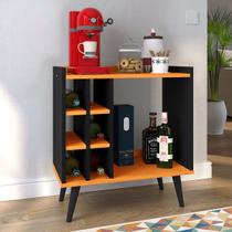 Aparador Buffet Cantinho do Café com Adega para Garrafas Retrô Baden - Preto/ Cinamomo