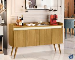 Aparador Buffet Cantinho do café Luxo 4 Portas - Madeirado / Off White - Comprar móveis para sua casa