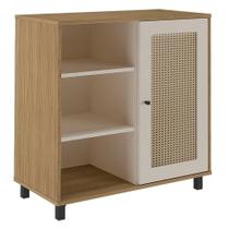 Aparador Buffet Charlotte 1 Porta Carvalho / Off White / Palha Aparador Buffet Charlotte 1 Porta Carvalho / Off White / Palha