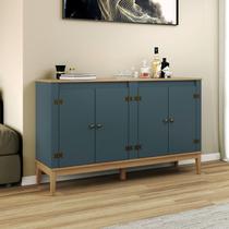 Aparador - Buffet Colonial 149x90x41 cm Cinza/Mel/Petroleo