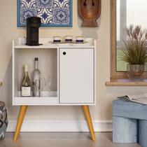 Aparador Buffet Com 1 Porta Cantinho do Café Decoração Retrô Linus Cor Branco