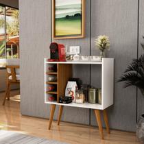 Aparador Buffet com Adega Bar Cantinho do Café Pés Palito Retrô Berlim - Off White com Freijó