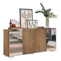 Aparador Buffet com Espelho e Pés Quadrados Rustic/branco Aparador Buffet com Espelho e Pés Quadrados Rustic/branco