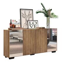 Aparador Buffet com Espelho e Pés Quadrados Rustic/preto Aparador Buffet com Espelho e Pés Quadrados Rustic/preto