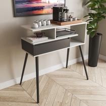 Aparador Buffet com Porta e Nichos para Sala Pés Palito Retro Branco/Preto Aparador Buffet com Porta e Nichos para Sala Pés Palito Retro Branco/Preto