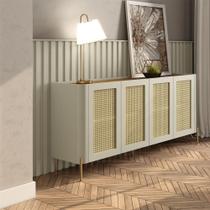 Aparador Buffet com Porta Sextavada com Painel Ripado 240cm Aparador Buffet com Porta Sextavada com Painel Ripado 240cm