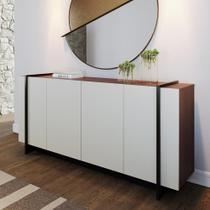 Aparador Buffet Copacabana Contemporâneo 4 Portas sem Gavetas MDP 160CM Off White Colibri Móveis