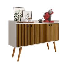 Aparador Buffet Dallas Pés Palito Retrô 4 Portas Decoração Sala Jantar Cantinho Café - Off WhiteRipado Nature - RPM Móveis