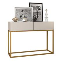 Aparador Buffet Estilo industrial 2 Gavetas Off White com Dourado