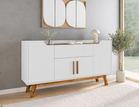 Aparador Buffet Future Retrô 4 Portas Nicho 2 Prateleiras Cor:Branco/Cinamomo Aparador Buffet Future Retrô 4 Portas Nicho 2 Prateleiras Cor:Branco/Cinamomo