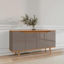 Aparador Buffet Grace com 4 Portas e Pés de Madeira Maciça - 5 Cores