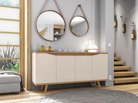 Aparador Buffet Grace com 4 Portas e Pés de Madeira Maciça - 5 Cores