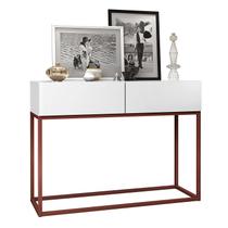 Aparador Buffet Hall De Entrada Luxo Eros 02 Gavetas 90cm Branco Com Cobre Aparador Buffet Hall De Entrada Luxo Eros 02 Gavetas 90cm Branco Com Cobre