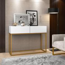 Aparador Buffet Hall De Entrada Luxo Eros 02 Gavetas 90cm Branco Com Dourado Aparador Buffet Hall De Entrada Luxo Eros 02 Gavetas 90cm Branco Com Dourado