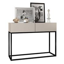 Aparador Buffet Hall De Entrada Luxo Eros 02 Gavetas 90cm Off White Com Preto