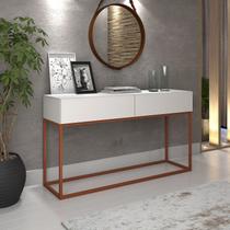 Aparador Buffet Hall De Entrada Luxo Eros 110cm Largura 2 Gavetas Pés Ferro Cobre Rosê