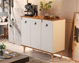 Aparador buffet jalmac 3 portas off white/freijo - lm moveis