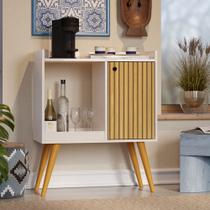 Aparador Buffet Linus Cantinho do Café com 1 porta pés palito - Off White com Ripado Aparador Buffet Linus Cantinho do Café com 1 porta pés palito - Off White com Ripado