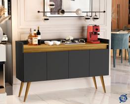 Aparador Buffet Luanda 4 Portas Pés Palito Preto / Madeirado - Comprar Moveis em casa Aparador Buffet Luanda 4 Portas Pés Palito Preto / Madeirado - Comprar Moveis em casa