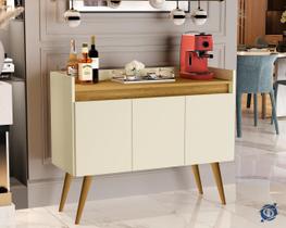 Aparador Buffet Luanda Plus 3 Portas Pés Palito Off White /