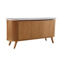 Aparador Buffet Luna 160cm com 3 Portas e Tampo de Vidro