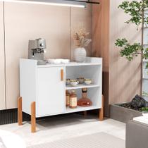 Aparador Buffet Luxor com Porta para Sala Cozinha Barzinho e Cantinho do Café Pés em Madeira - Branc Aparador Buffet Luxor com Porta para Sala Cozinha Barzinho e Cantinho do Café Pés em Madeira - Branc