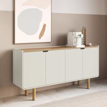 Aparador Buffet Orgânico Curvo 4 Portas 160cm 100% BP com Pés Cilíndricos em Madeira Maciça Aura Aparador Buffet Orgânico Curvo 4 Portas 160cm 100% BP com Pés Cilíndricos em Madeira Maciça Aura