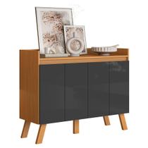Aparador Buffet Organizador Cantinho do Café Cannes 108cm 04 Portas Cinamomo Grafite - Abmaza