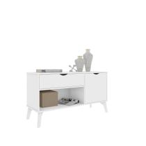 Aparador Buffet Organizador RV Móveis London com porta gaveta e pês de madeira maciça Branco Aparador Buffet Organizador RV Móveis London com porta gaveta e pês de madeira maciça Branco