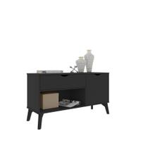 Aparador Buffet Organizador RV Móveis London com porta gaveta e pês de madeira maciça Preto Aparador Buffet Organizador RV Móveis London com porta gaveta e pês de madeira maciça Preto