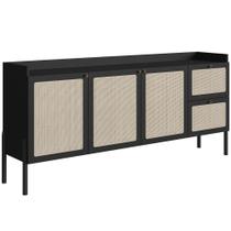 Aparador Buffet Para Sala De Jantar 183cm Pés Madeira Moss A03 Nero Preto Aparador Buffet Para Sala De Jantar 183cm Pés Madeira Moss A03 Nero Preto