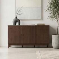 Aparador Buffet Para Sala de Jantar 3 Portas 160cm Madeira Maciça Ethos F06 Café - Lyam Decor Aparador Buffet Para Sala de Jantar 3 Portas 160cm Madeira Maciça Ethos F06 Café - Lyam Decor