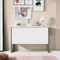Aparador Buffet para Sala Industrial Oslo Branco Preto