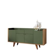 Aparador Buffet Pé em Madeira Cléo 160 cm Verde Pistache/Freijó H01 - D'Rossi