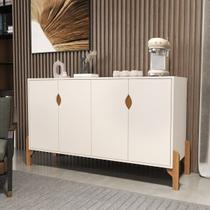 Aparador Buffet Pés Madeira 4 Portas Tenue Cor Off White - MJM Casa dos Móveis