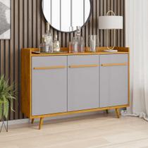 Aparador Buffet Quartzo 3 Portas com Prateleiras Internas Puxadores Metálicos Design Moderno para Sala de Estar Jantar ou Hall de Entrada Aparador Buffet Quartzo 3 Portas com Prateleiras Internas Puxadores Metálicos Design Moderno para Sala de Estar Jantar ou Hall de Entrada