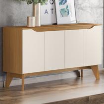 Aparador Buffet Quartzo 4 Portas Nature/Off White - Henn Aparador Buffet Quartzo 4 Portas Nature/Off White - Henn