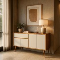 Aparador Buffet Ravi 161cm Desing Retro Sofisticado com 4 Portas e 1 Gaveta Perternella