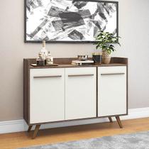 Aparador Buffet Retrô 3 Portas 120 Cm Off White Movelbento