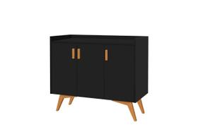 Aparador Buffet Retrô 3 Portas Classic Preto - Móvebrinque