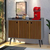 Aparador Buffet Retrô 3 Portas Wood - Cinza/Ripado