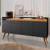 Aparador Buffet Retrô 4 Portas Gold - Preto/Mel