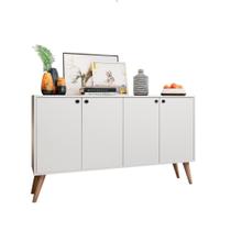 Aparador Buffet Retro 4 Portas Lituania Branco Casa Mobilia