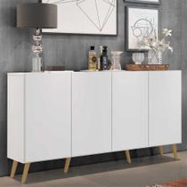 Aparador Buffet Retrô Multimóveis Veneza 4 Portas FG3556 Branco/Natural
