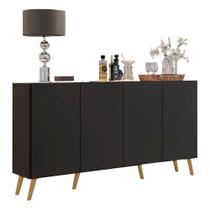 Aparador Buffet Retrô Multimóveis Veneza 4 Portas FG3556 Preto/Natural