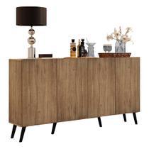 Aparador Buffet Retrô Multimóveis Veneza 4 Portas FG3556 Rustic/Preto